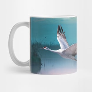 Sandhill Crane and Misty Marshes Mug